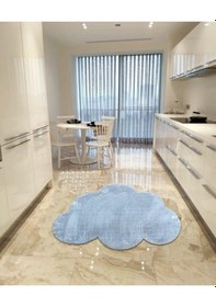 Resim Balat Halı Dekoratif Açık Gri Peluş Yumuşak Bulut Desen Halı 