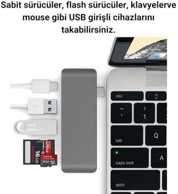 Resim Coofbe 5in1 100W Type-C Dönüştürücü Çevirici Hub Type-C Usb Tf Sd Kart Dosya Aktarımı Type C To Usb 