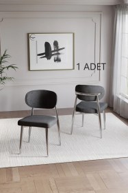 Resim Bohem Polo Mutfak Sandalyesi Gümüş Koyu Gri 