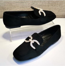 Resim Aycan 1616 Kadın Süet Taşlı Babet Ayakkabı Süet Siyah 