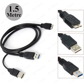 Resim BK Teknoloji USB 3.0 Micro-B Harddisk Bağlantı Y Kablosu - 1.5 Metre 