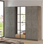 Resim Robin Home 6 Kapaklı Çekmeceli Aynalı Gardırop Elbise Dolabı Gri Kahverengi Mo3-cg 