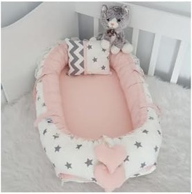 Resim Nest Babynest Beyaz Yıldız Pudra Kombin Lüx Jaju-babynest 