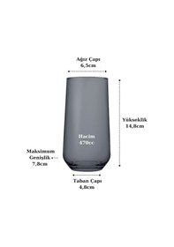 Resim Paşabahçe 420015 Allegra Gri Meşrubat Bardağı 470cc - 6 Adet 