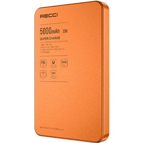 Resim Recci RPB-W35 Ultra İnce PD 20W Hızlı Şarj Özellikli Wireless Powerbank 15W 5000mAh Turuncu 