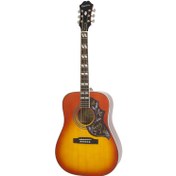 Resim Epiphone Hummingbird Studio - Solid Top Fishman Sonitone Elektro Akustik Gitar (Faded Cherry Sunburst) 