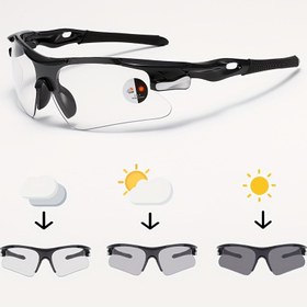 Resim 1 adet Spor Bisiklet Fotoğrafik Renk Değiştiren Moda Gözlük, Klasik Unisex Tasarım, PC Polikarbon Çerçeve ve Lens, Ayarlanabilir Kayış, Erkekler ve Kadınlar için 