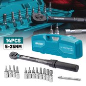 Resim Libraton 1/4-Inch Drive Tıklamalı Tork Anahtarı Seti, 5-25Nm Hassas Kalibrasyon, Alüminyum Alaşımlı Saplı Bisiklet Tork Anahtarı Bakım Seti, Altıgen, Torx Bit Soketleri, Bisiklet Onarımı için 