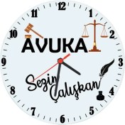 Resim Biresimden Avukata Hediye Isimli Ofis Cam Duvar Saati 