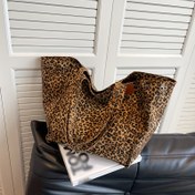 Resim Kadınlar için Şık Leopar Desenli Kanvas Tote Çanta - Büyük Kapasiteli, Hafif Omuz ve El Çantası, Polyester Astarlı, İşe Giderken ve Seyahatte Mükemmel, Omuz Çantası | Hayvan Desenli Çanta | Hafif Tote 