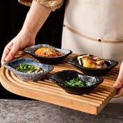Resim Vintage Japon Seramik Tabak - Çiçek Şeklinde Soya Sosu, Atıştırmalık, Tereyağı & Baharat Kasesi Ev, Restoran ve Tatlı Dükkanları İçin 1 adet 