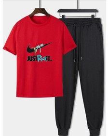 Resim Unisex Just Baskılı 2'li Eşofman Takımı Kırmızı 