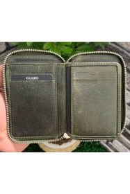 Resim TahTicMer Deri Cüzdan Mini Fermuarlı Kartlıklı Kartvizit Cüzdan Unisex Mini Boy 11 Kart Bölmeli 9.5x12.5 Cm 