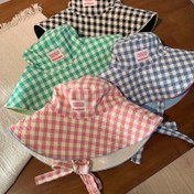 Resim Kadın ve Erkek Kullanıcıları İçin Geniş Kenarlı Çanta Şapkası - Çift Taraflı Gingham Desenli, Hafif ve Şık Bahar/Yaz İçin, Açık Hava Aktiviteleri, Güneş Koruma ve Modaya Uygun Güneş Şapkası, Çanta Şapkası 