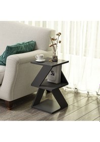 Resim Albeni Yan Sehpa Ahşap Siyah - Antrasit Antrasit 