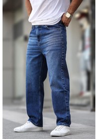 Resim Madmext Koyu Mavi Erkek Yıkamalı Baggy Jean 7216-koyu Mavi Koyu Mavi 