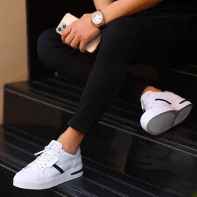 Resim Saillaker’s Sail Lakers - Beyaz Deri Bağcıklı Erkek Sneaker 
