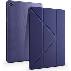 Resim Galaxy Tab A9 Kılıf Uyumlu Zore Tri Folding Kalem Bölmeli Standlı Kılıf-lacivert Tablet Kılıfı 