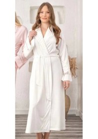 Resim Bone 5930 Lycra Nevrürlü Şal Yaka Sabahlık - Ekru - L Ekru 