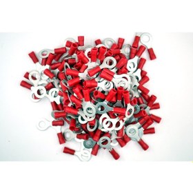 Resim 200 Adet 0,50-1,50 Bakır Kablo Pabucu Kırmızı M6 Delikli Sıkmalı Sulye 0.5 - 1.5 MM² M06 