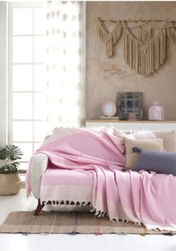 Resim Lux Touch Bergama Pembe Buldan Koltuk Örtüsü 170 X 210 Cm Koltuk Şalı Kanepe Çekyat Örtüsü Pamuklu Throw 