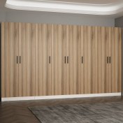 Resim Minar Kale 210 cm 8 Kapaklı 6b Raf Portmanto Beyaz Dore 