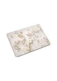 Resim Cam Kesme Tablası - Cam Kesme Tahtası Beyaz Çiçek 30cm X 40cm 