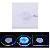 Resim Usb Şarj Led Işık Up Akrilik Coaster Şeffaf Kristal Baz Beyaz Işık , Boyut:100x10mm Kare 1 Adet 