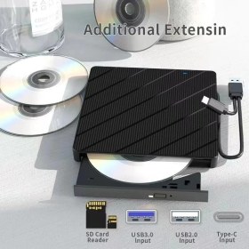 Resim Harici CD DVD Okuma Yazma USB 3.0 Hub Çok Amaçlı External Drive Tf Sd Kart Okuyucu 8in1 