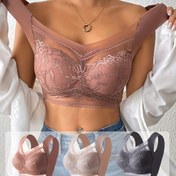 Resim 3 Adet Kadın Şık Çiçek Desenli Kontrast Dantel Sütyen - Tam Kaplama Push-Up Rahatlık, Nefes Alabilen Naylon/Elastan Karışımı, Çıkarılmaz Pedler, Seksi ve Çok Amaçlı Günlük Kıyafetler, Yoga, Uyku İçin - Karışık Renkler 