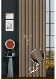 Resim İpek Kadife Fon Perde V-07 Latte Latte 