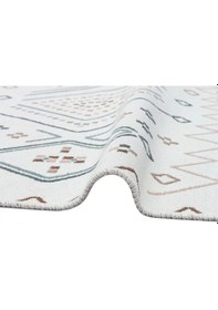Resim Arya Ar 05 Beige Blue %100 Geri Dönüşümlü Pamuktan Çift Taraflı Yıkanabilir Modern Dekoratif Kilim 