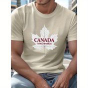 Resim Büyük Beden Erkek Yaz T-shirt, Kanada Bayrağı Ben Kanadalıyım Grafik Baskılı Kısa Kollu Tişörtler Günlük Hayat İçin Trend Rahat Üstler, Büyük ve Uzun Boylu Adamlar 