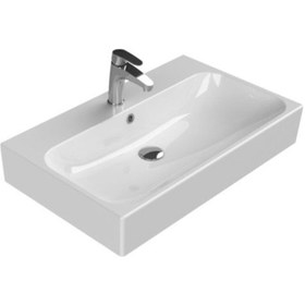 Resim Turkuaz Seramik Cerastyle Pinto Etajer Uyumlu Banyo Lavabo 75 x 47 CM 