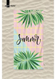 Resim Marte Home Summer Baskılı Renkli Plaj Havlusu Pembe-yeşil 