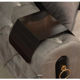 Resim Katlanabilir Portatif Koltuk Yan Sehpa Koltuk Tepsisi Kolçak Sehpa - Zebrano Kahve 