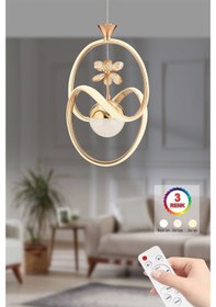 Resim İstanbul Avize Bade Gold Kumandalı 3 Renk Ledli Avize 