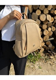 Resim Just Polo Kadın Vizon 9 Gözlü Büyük Boy Sırt Çantası Vizon 