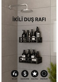 Resim İkili Yapışkanlı Raf Duş Rafı Banyo Rafı Mutfak Rafı Organizer Düzenleyici Saklayıcı Sabunluk Şampuanlık Çok Rekli 