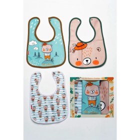 Resim Mai Perla Little Gentleman Temalı Kare 3 Parça Microfiber Mama Önlüğü Kendi Kutusunda (Su Geçirmez) Çıtçıtlı 
