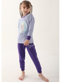 Resim Frozen Açık İndigo Kız Çocuk Uzun Kol Pijama Takım Açık İndigo 