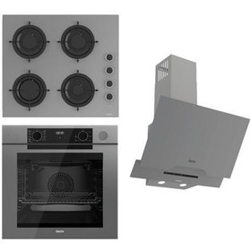 Resim STEAMART-FRYART-SILENTART Serisi Gri Set (CS208-FA + QEP64CPR +D065-SA ) - Emaye Izgara / Kademeli Musluk 