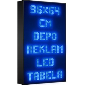 Resim Depo Tabela Reklam Mavi Kayan Yazı LED Tabela 96 x 64CM Tek Taraflı Depo Reklam Tabela 