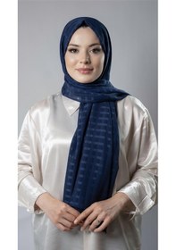 Resim Hürrem Bone Lacivert Desenli Şal Şifon Kumaş Kareli Çizgili 202107 02 Lacivert 