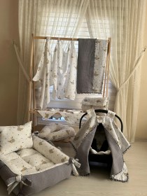 Resim 14 Parça %100 Pamuk Çok Amaçlı Çift Katlı Çift Kullanımlı Müslin Yeni Doğan Bebek Seti Balık 