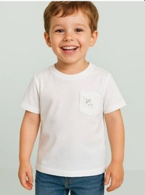 Resim Breeze Erkek Bebek Cep Detaylı Basic T-shirt-15832 Beyaz 