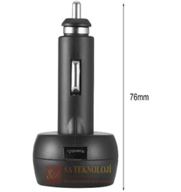 Resim woodhub Araç Voltmetre termometre usb 3 in1(Mavi Kırmızı) 