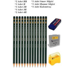 Resim Resim Kalemi Fatih Dereceli Kalem Seti Karakalem Seti Hb H 2h 3h 4h 16'lı Set Sınav Silgisi Ve Hamur Silgi Kalemtraş 