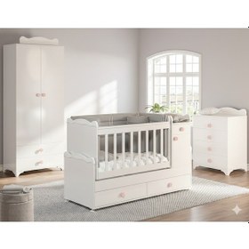 Resim Patiko Sahra 970 2 Kapılı Bebek Odası Takımı Pembe 
