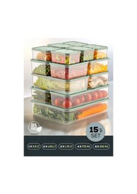 Resim Vienve Buzdolabı Düzenleyici Organizer Mikrodalgaya Uygun Difriz Saklama Kabı Mint 15'li Mint 